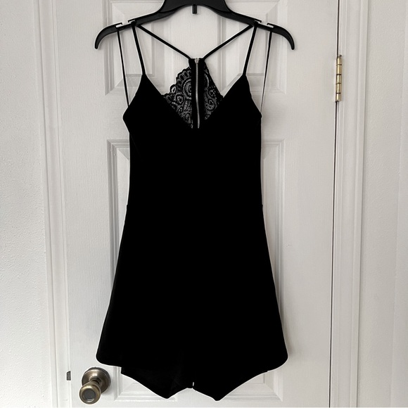 Mind Code Black Lace Cutout Back Spaghetti Strap Romper - Picture 1 of 3